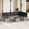 vidaXL Sofa Set mit Kissen mit Speicher 9 pcs Hellgrau Poly-Rattan