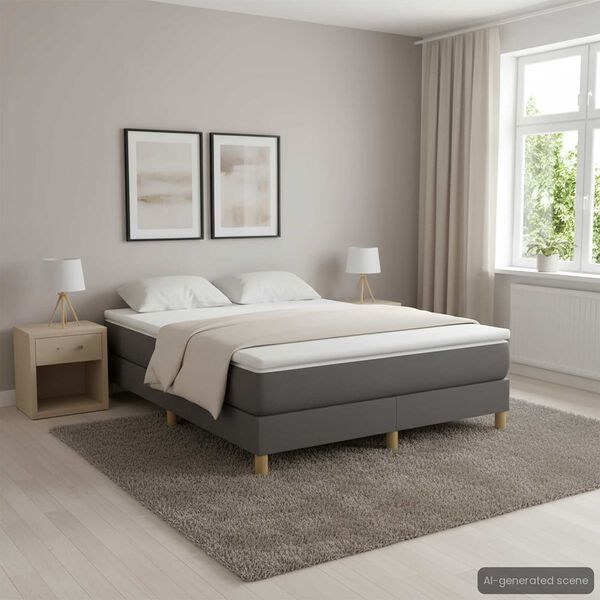 vidaXL Boxspringbettgestell Dunkelgrau 140x200 cm Stoff