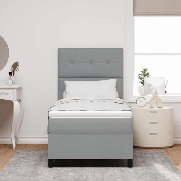 vidaXL Boxspringbett mit Matratze Hellgrau 90 x 190 cm Stoff