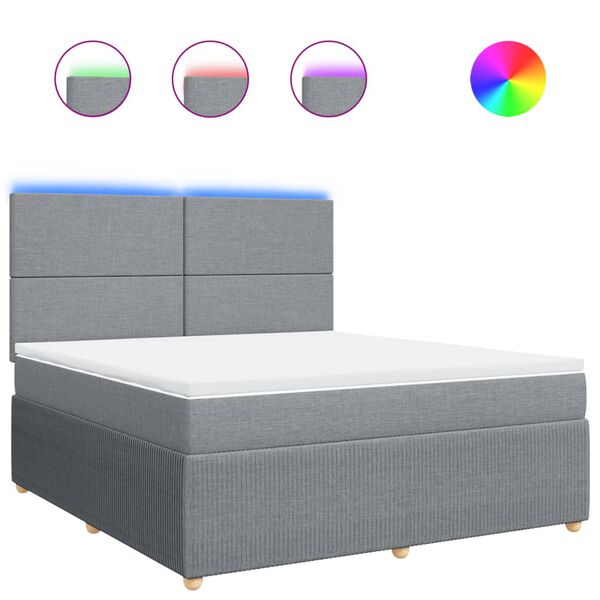 vidaXL Boxspringbett mit Matratze Hellgrau 180x200 cm Stoff