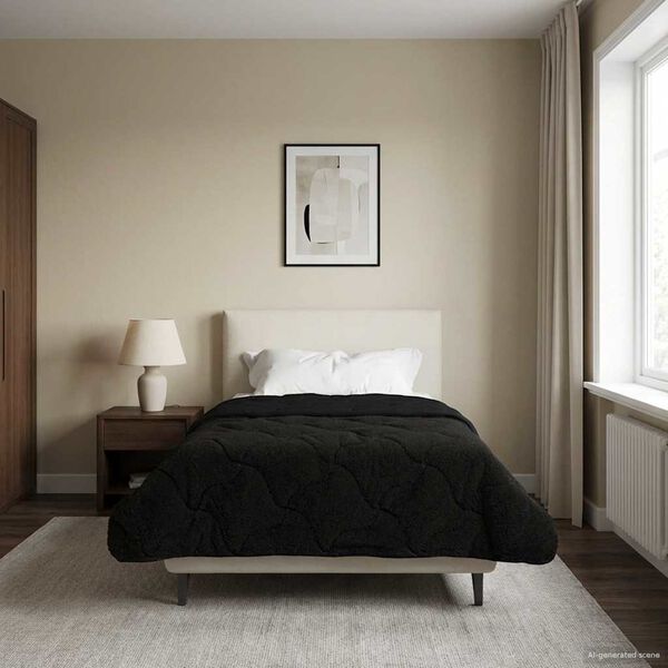 vidaXL Sommerdecke Schwarz 140 x 200 cm Mikrofaser und Teddy-Fleece