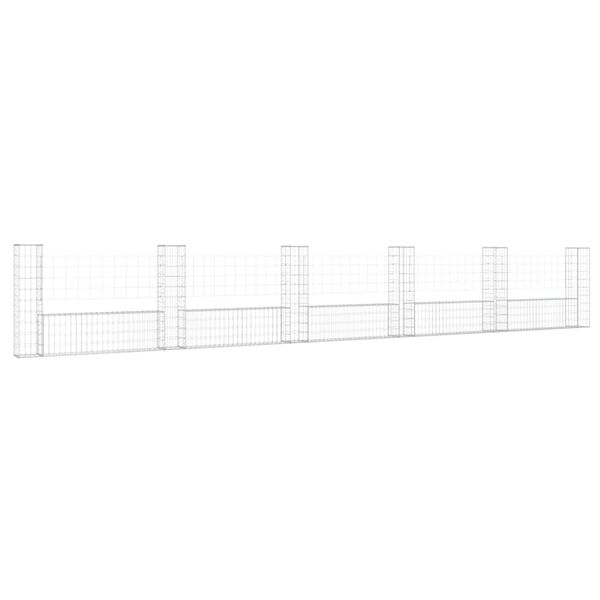 vidaXL Gabionenkorb U-Form mit 6 Säulen Eisen 620x20x100 cm