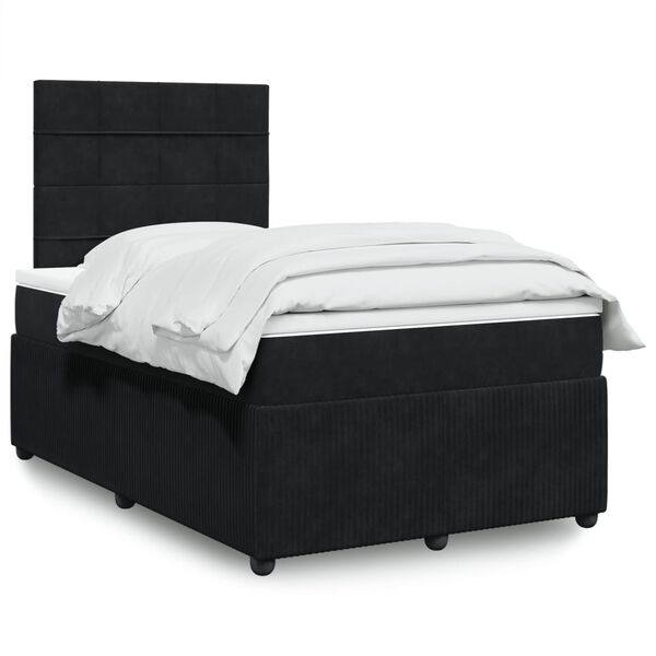 vidaXL Boxspringbett mit Matratze Schwarz 120x190 cm Samt