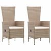 vidaXL Gartenst&uuml;hle 2 Stk. mit Auflagen Poly Rattan Beige