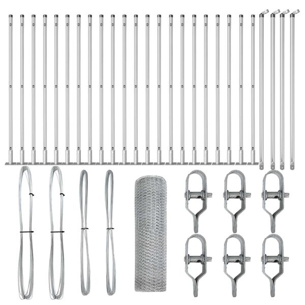 vidaXL Zaunpfosten Silber 50 x 0,6 m (13 mm Maschenweite) Stahl