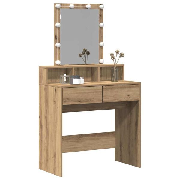 vidaXL Schminktisch mit Regal Altholz 80 x 41 x 144,5 cm Holzwerkstoff