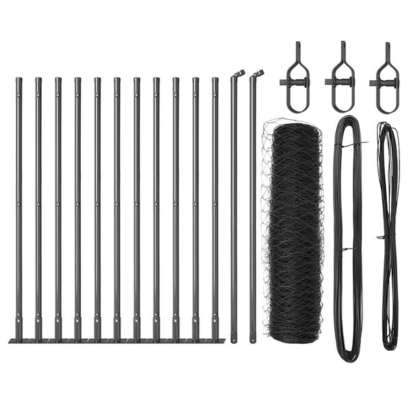 vidaXL Zaunpfosten Grau 25 x 0,5 m (36 mm Netz) Stahl