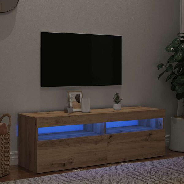 vidaXL TV-Schrank mit LED Artisan-Eiche 120x35x40 cm Holzwerkstoff
