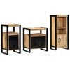 vidaXL Badezimmerm&ouml;bel-Set 3 Stk. Braun und Schwarz Massivholz Mango