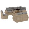 vidaXL 9-tlg. Garten-Sofagarnitur mit Kissen Beige Poly Rattan