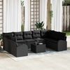vidaXL Sofa Set mit Kissen 10 pcs Schwarz Poly Rattan