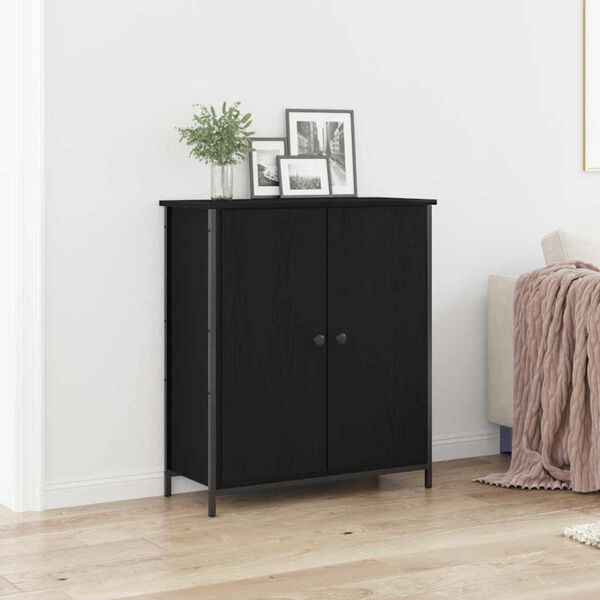 vidaXL Sideboard Schwarz Eichen-Optik 70 x 30 x 80 cm Holzwerkstoff
