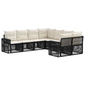 vidaXL Gartensofa-set 8 stk. 8-Sitzanzahl Schwarz und Cremewei&szlig;