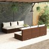 vidaXL 7-tlg. Garten-Lounge-Set mit Kissen Poly Rattan Braun