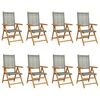 vidaXL 8-teiliges Set aus verstellbaren Klappst&uuml;hlen, graues Polyrattan und Massivholz