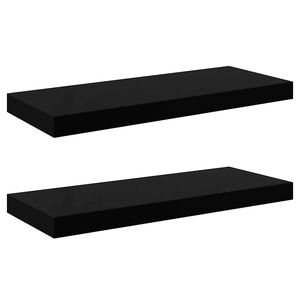 vidaXL Schweberegale 2 Stk. Hochglanz-Schwarz 60x23,5x3,8 cm MDF