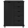 vidaXL Rollschrank Mit Rad Schwarz 63,5 x 39 x 79 cm Massivholz Kiefer