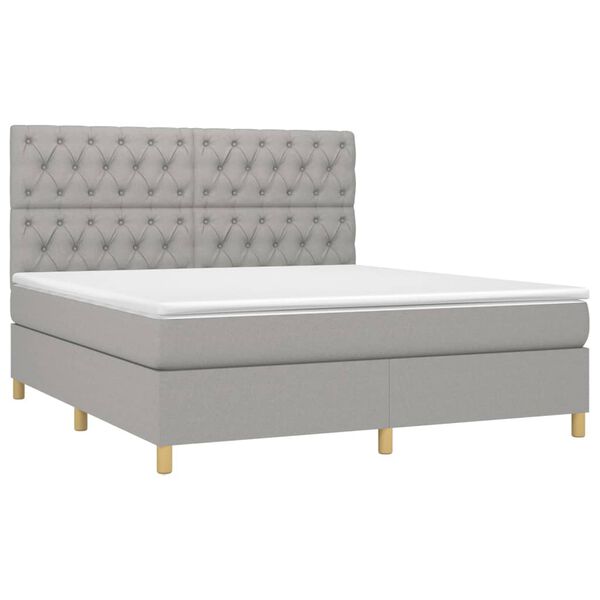vidaXL Boxspringbett mit Matratze Hellgrau 160x200 cm Stoff