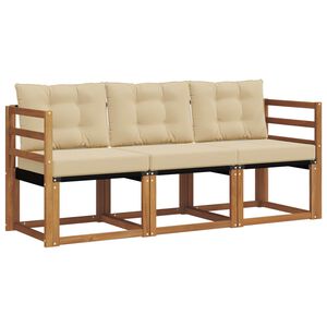 vidaXL Outdoor-Sofagarnitur mit Kissen 3 pcs Natur und Beige