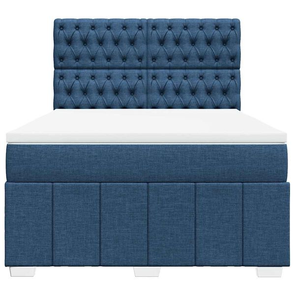 vidaXL Boxspringbett mit Matratze Blau 140x190 cm Stoff