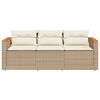 vidaXL Gartensofa mit Kissen 3-Sitzer Beige Poly Rattan