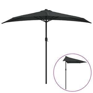 vidaXL Balkon-Sonnenschirm Alu-Mast Schwarz 270x144x222cm Halbrund