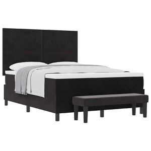 vidaXL Boxspringbett mit Matratze Schwarz 140 x 190 cm Samt