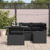 vidaXL Gartensofa-set mit Kissen mit Kissen 5 pcs Schwarz Poly Rattan