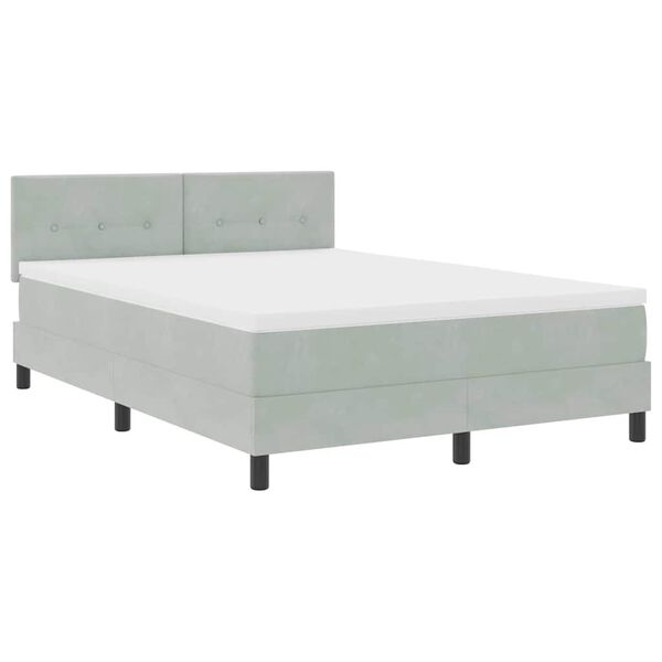 vidaXL Boxspringbett mit Matratze Hellgrau 140 x 190 cm Samt