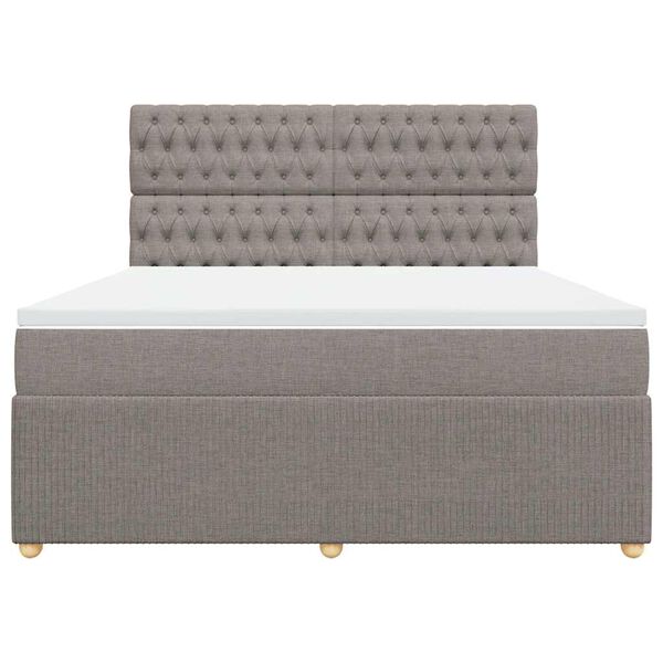 vidaXL Boxspringbett mit Matratze Taupe 180x200 cm Stoff