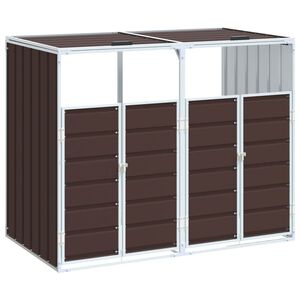 vidaXL M&uuml;lltonnenbox f&uuml;r 2 Tonnen Braun 144x81x113 cm Stahl