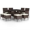 vidaXL 9-tlg. Garten-Essgruppe Poly Rattan Braun