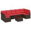 vidaXL Gartensofa-set mit Kissen 8 pcs Beige und Rot Poly-Rattan