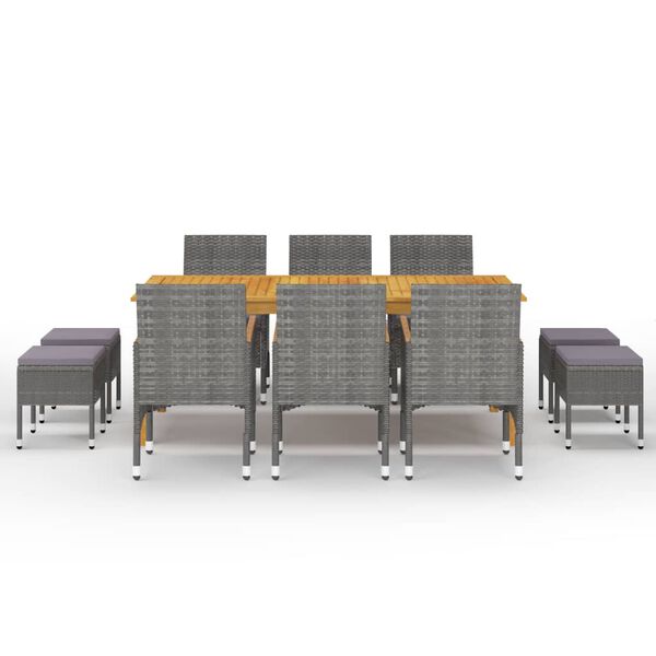 vidaXL 11-tlg. Garten-Essgruppe Grau