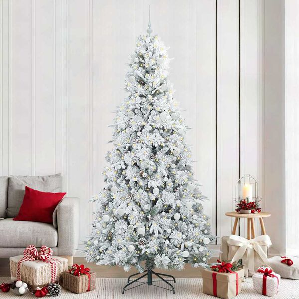 vidaXL K&uuml;nstlicher klappbarer Weihnachtsbaum Wei&szlig; 240 cm PE und PVC