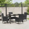 vidaXL Garten Essgruppe mit Kissen 5 pcs Schwarz Poly-Rattan