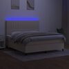 vidaXL Boxspringbett mit Matratze & LED Creme 160x200 cm Stoff