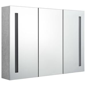 vidaXL LED-Spiegelschrank f&uuml;rs Bad Betongrau 89x14x62 cm
