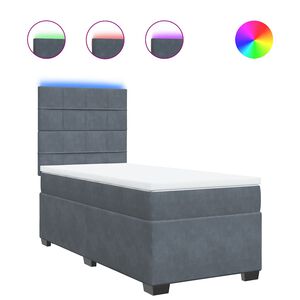 vidaXL Boxspringbett mit Matratze Dunkelgrau 80x200 cm Samt