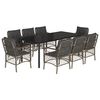 vidaXL 9-tlg. Garten-Essgruppe mit Kissen Grau Poly Rattan
