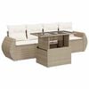 vidaXL 5-tlg. Garten-Sofagarnitur mit Kissen Beige Poly Rattan