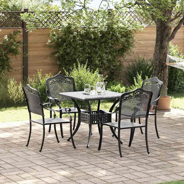 vidaXL Gartentisch Set 5 pcs Schwarz Gussaluminium