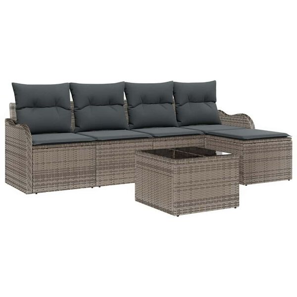 vidaXL Gartensofa-set 6 pcs Grau Poly-Rattan
