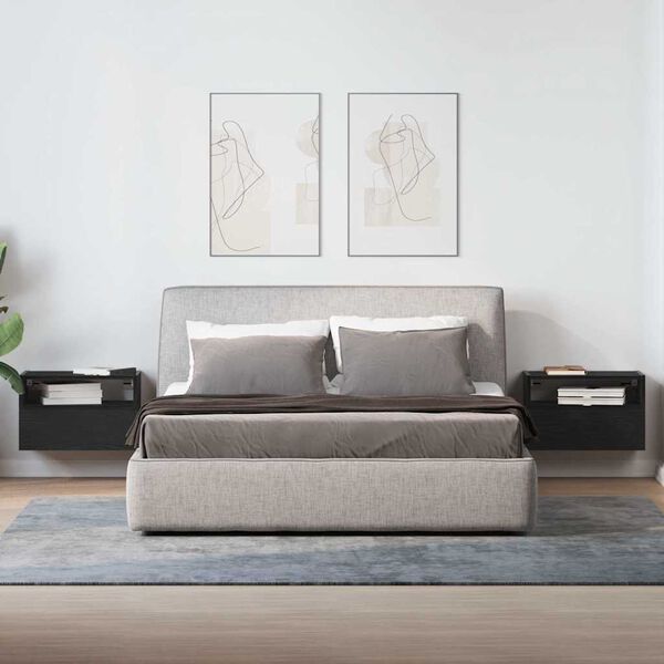 vidaXL Wand-Nachttische 2 Stk. Schwarz 45x26x28,5 cm