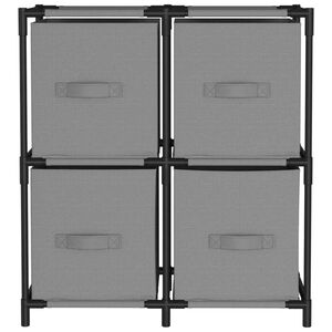 vidaXL Kommode mit 4 K&ouml;rben aus Stoff Grau 63&times;30&times;71 cm Stahl