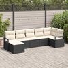 vidaXL Sofa Set mit Kissen 7 pcs Schwarz und Creme Poly-Rattan