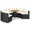 vidaXL 7-tlg. Garten-Sofagarnitur mit Auflagen Poly Rattan Schwarz