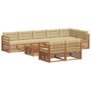 vidaXL Outdoor-Sofagarnitur mit Kissen 9 pcs Natur und Beige