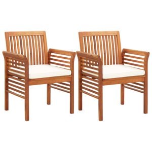 vidaXL Garten-Essst&uuml;hle mit Sitzpolster 2 Stk. Akazie Massivholz