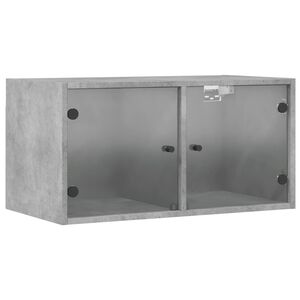 vidaXL Wandschrank mit Glast&uuml;ren Betongrau 68,5x37x35 cm